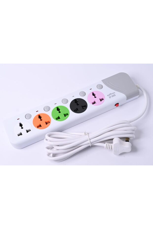 5-Socket Extension Board with Individual Switches, Surge Protector & 3M Heavy-Duty Cord