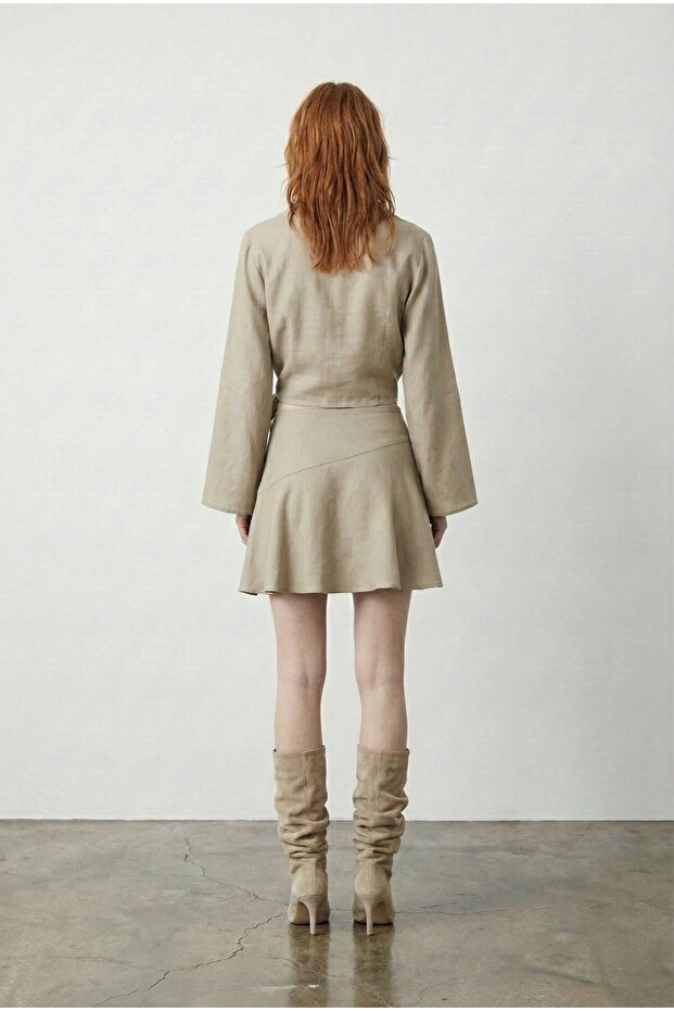 Women's Flared Mini Skirt with Shorts-Lining