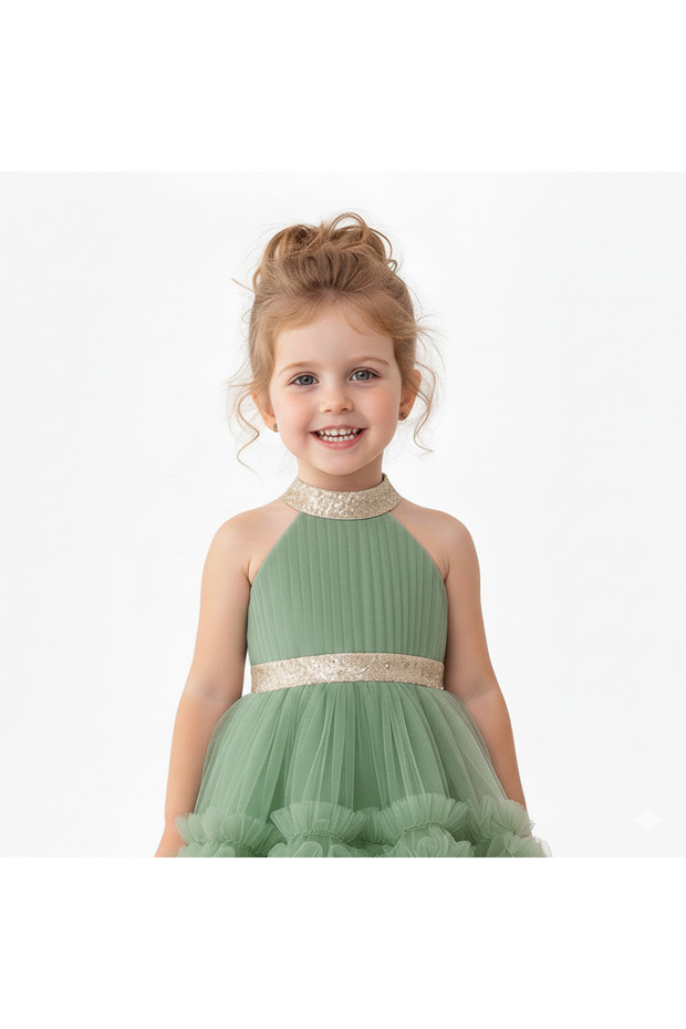 D' Daniela - Little Swan Dress - Olive Green 6M to 36M