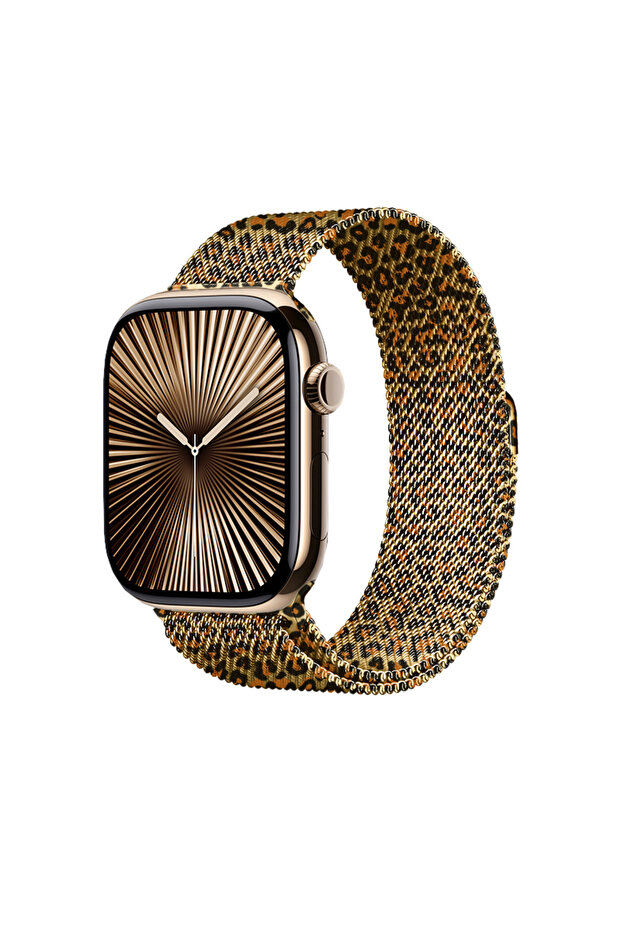 Watch 42mm Compatible Krd-01 Leopard Printed Piece Metal Band