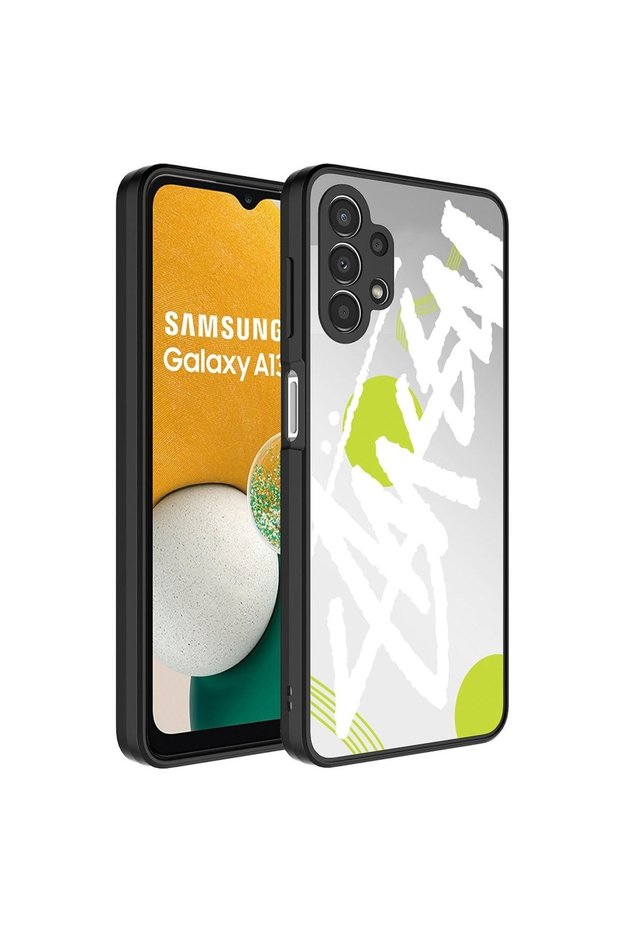 حافظة متوافقة مع هاتف Samsung Galaxy A13 4G بنمط عاكس مع غطاء مرآة لامع لحماية الكاميرا