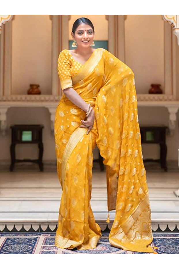 Yellow Silk Saree - MAF3077 | Yellow