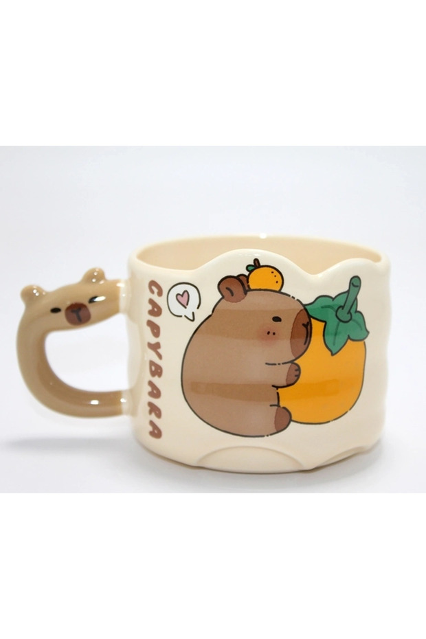 Capybara figured wide-shaped porcelain mug alk5044
