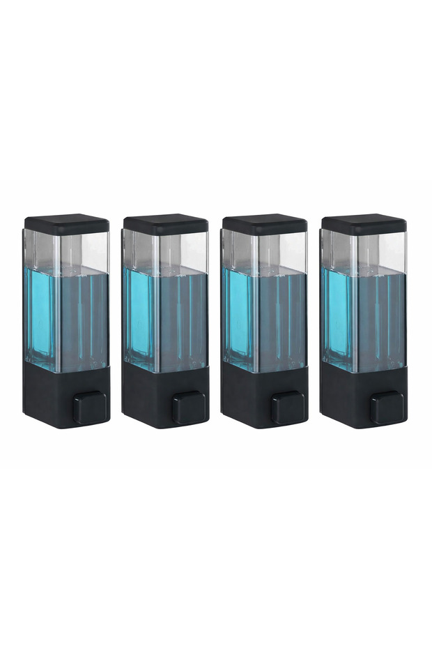 Wall Mounted Manual Liquid Soap Dispenser 4 Pieces Non-Spill Soap Dispenser with Adhesive and Screws 350 ml V-1
