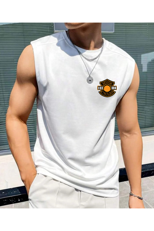 Motorcycle Printed Men's Summer Gym Casual Sleeveless Singlet Zero Sleeve T-Shirt