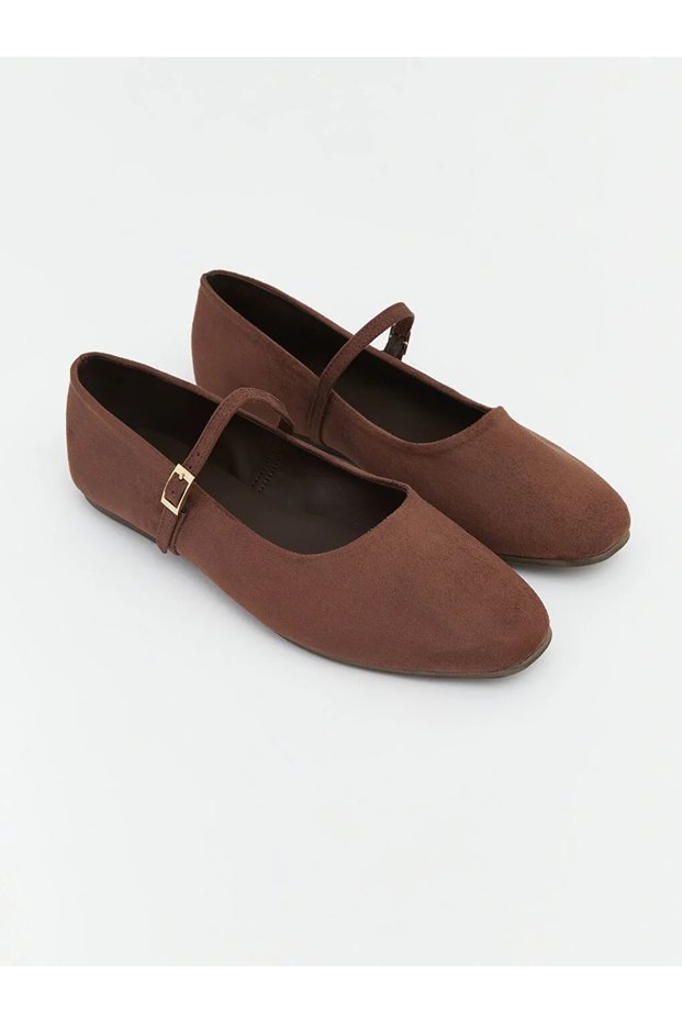 Lcw Steps Brown Leather Look Women's Ballerinas