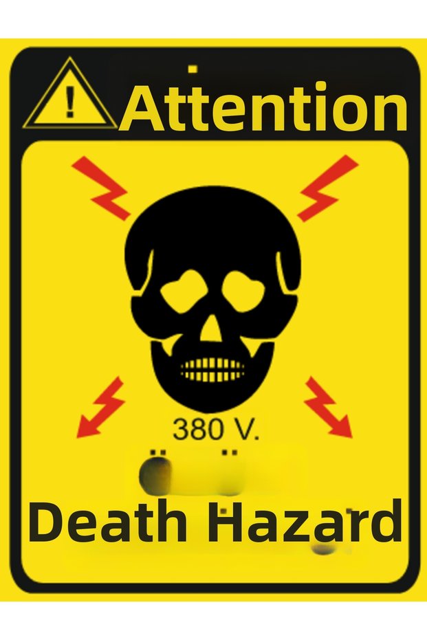 Attention 380V Death Hazard (Electricity) a Quality Dekota Print – 3 mm Forex Warning Sign 25 cm × 35cm