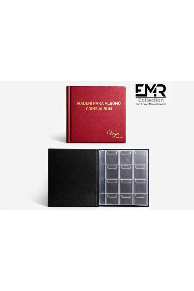 Money Album with 120 Pockets and 10 Pages - Burgundy Color