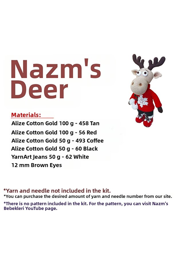 Nazmişin Reindeer Amigurumi Set - New
