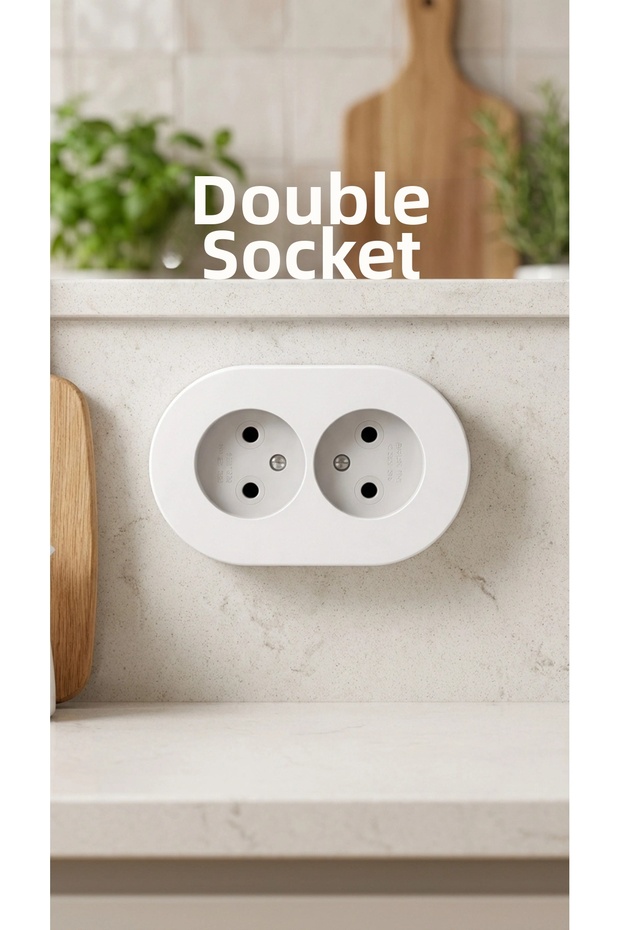 مقبس كهربائي مزدوج أبيض مثبت على السطح - مقبس كهربائي مزدوج حديث - 1
