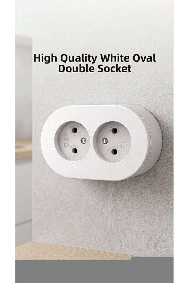 Double Input White Surface Mounted Modern Wall Socket - 1