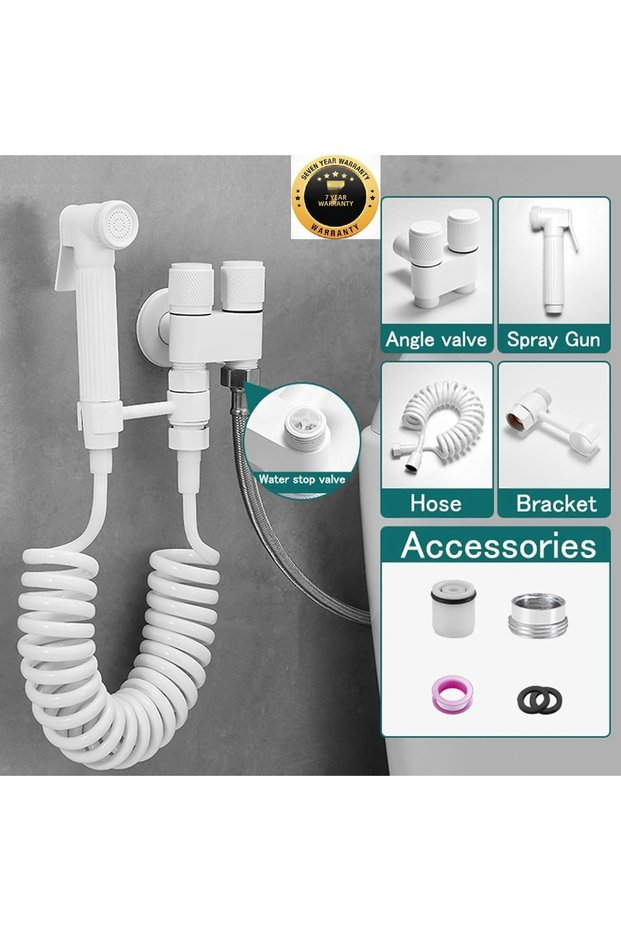 Bathroom Bidet Pressure Sprayer Bidet Faucet Toilet Hose White Color Imported 7 Years Warranty