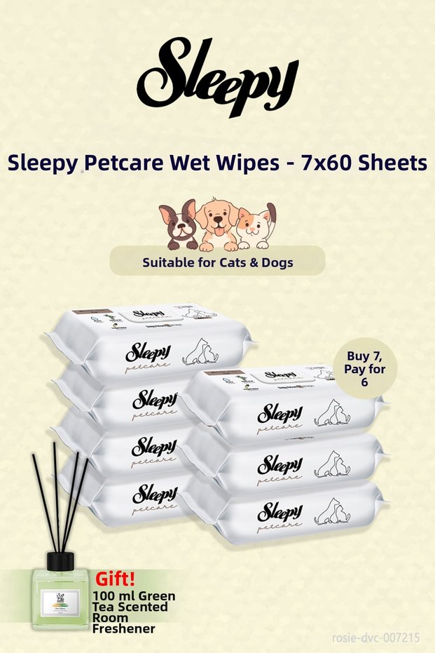 7 Packs of Petcare Wet Towels 60-Pack and Room Fragrance Gift