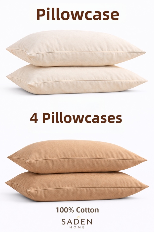 Cotton Pillow Cases Cream-Cappuccino 50X70 cm