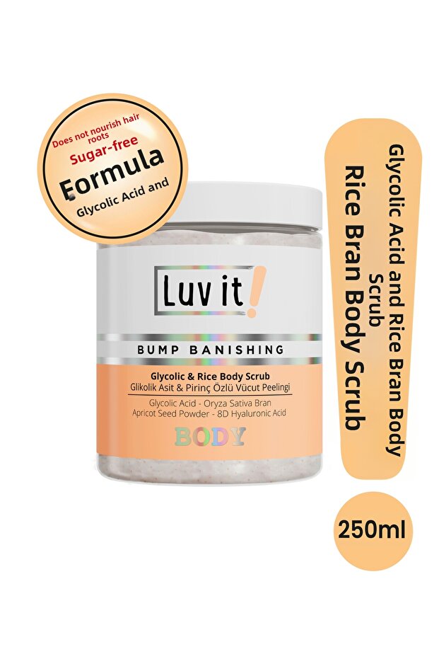 Glycolic Acid Body Peeling - Body Scrub Containing Rice Extract Hyaluronic Acid 250 ml