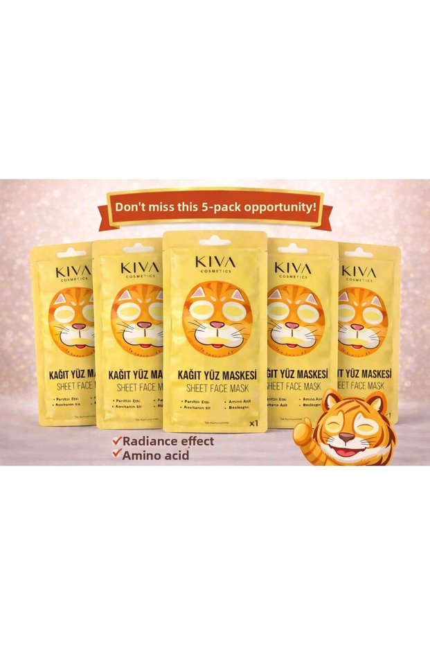 Cat 5-Piece Paper Face Mask Set Collagen Amino Acid Sheet Face Mask Skin Care Mask