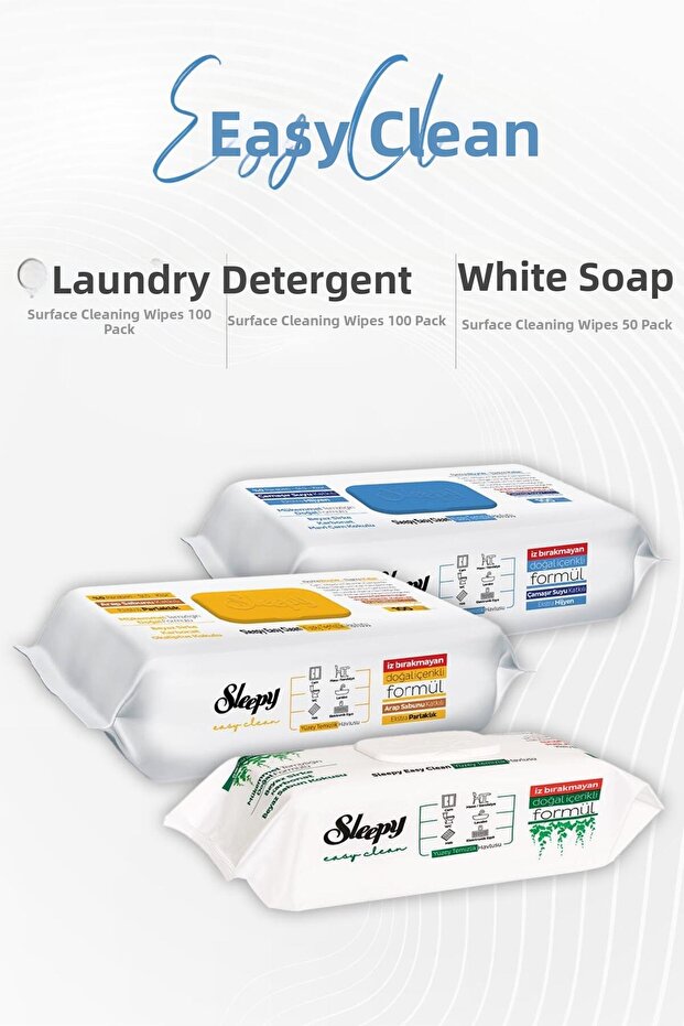 Easy Clean Surface Cleaning Towels 50Pcs, Bleach K With Scarf 100Pcs and Arab Soap K With Scarf 1