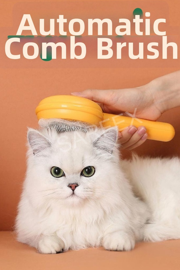Cat and Dog Hair Collection and Removal Brush with Automatic Cleaning Button, Hamburger Shaped
