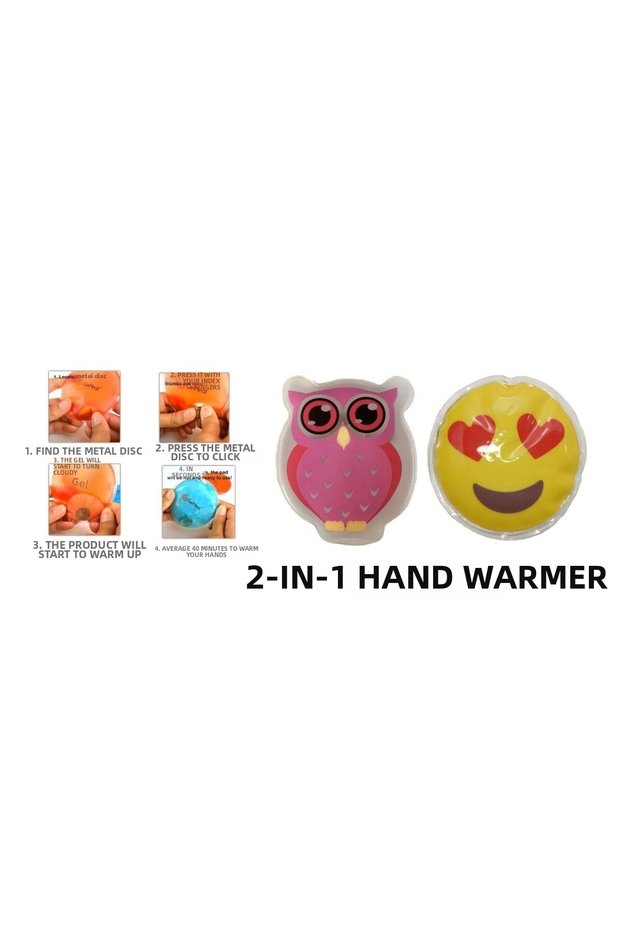 Heart Emoji Pink Owl Pocket Stove, Hand Warmer, 2 Hot Water Bags Pvc 9cm