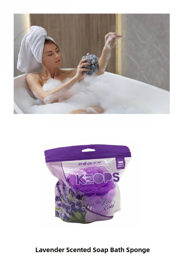 1 Piece Lavender Soap Bath Loofah Curly Scrubbing Pouch