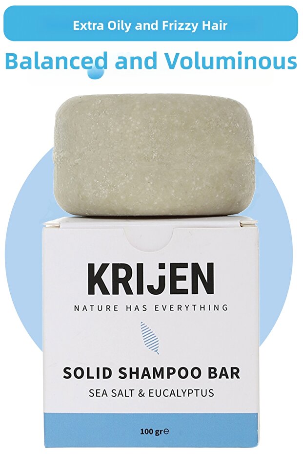 Sea Salt & Eucalyptus Solid Shampoo 100 Gr | Blue Clay & Vitamin E