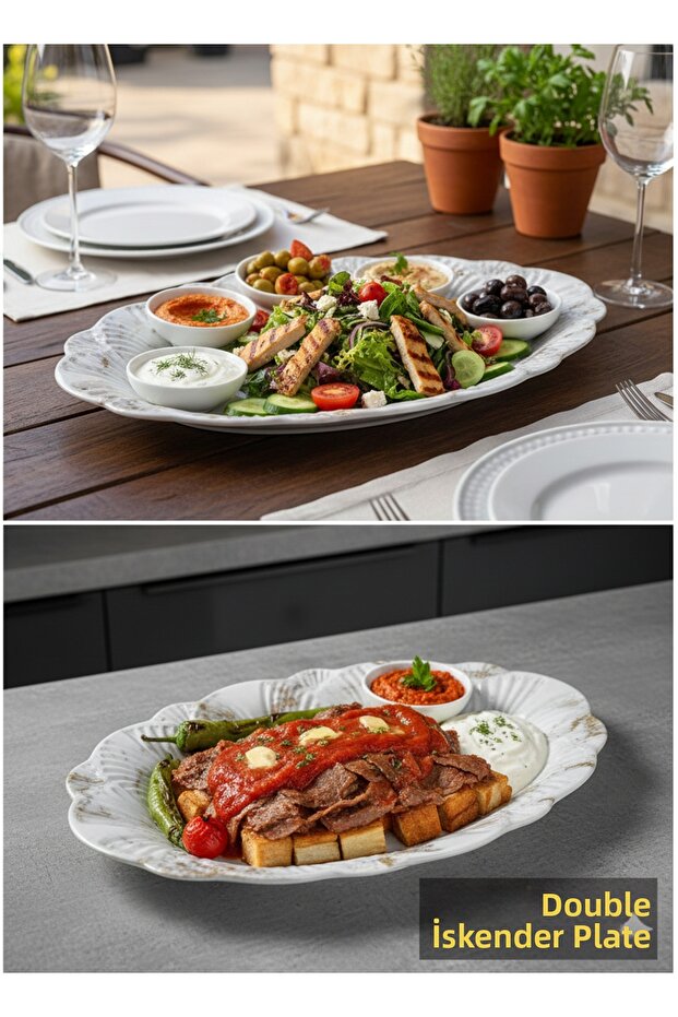 33X20 cm Marble Patterned Melamine Kayık Plate Serving Plate Salad Appetizer Sauce Presentation Plate
