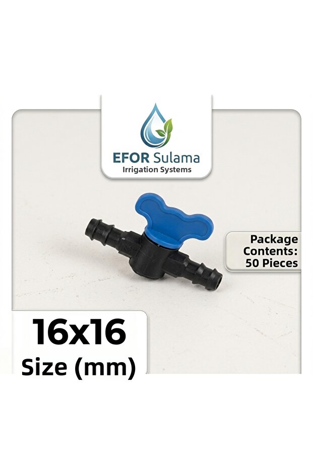16X16 mm Drip Irrigation Valve - Compatible with 16mm Hose (50 Pieces)