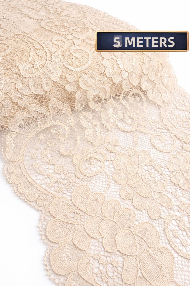 Stretch Fabric Lace 18 cm Width – Skin Color – 5 Meters Stretchy Lace Fabric