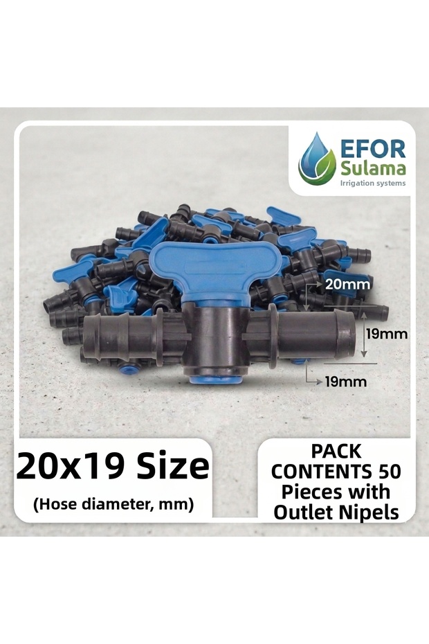 20X19 mm Pipe and Gasket Connection Drip Irrigation Valve - Outlet Nipple (50 Pieces)