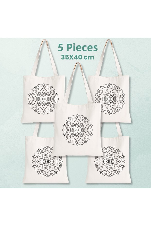 5 Mandala Bags for Painting – Paintable Cloth Bags | Educational Activity Bag