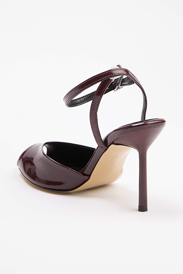 Bordo Rugan 9 cm Kadın Klasik Topuklu Ayakkabı TAKSS26TO00029 - 4
