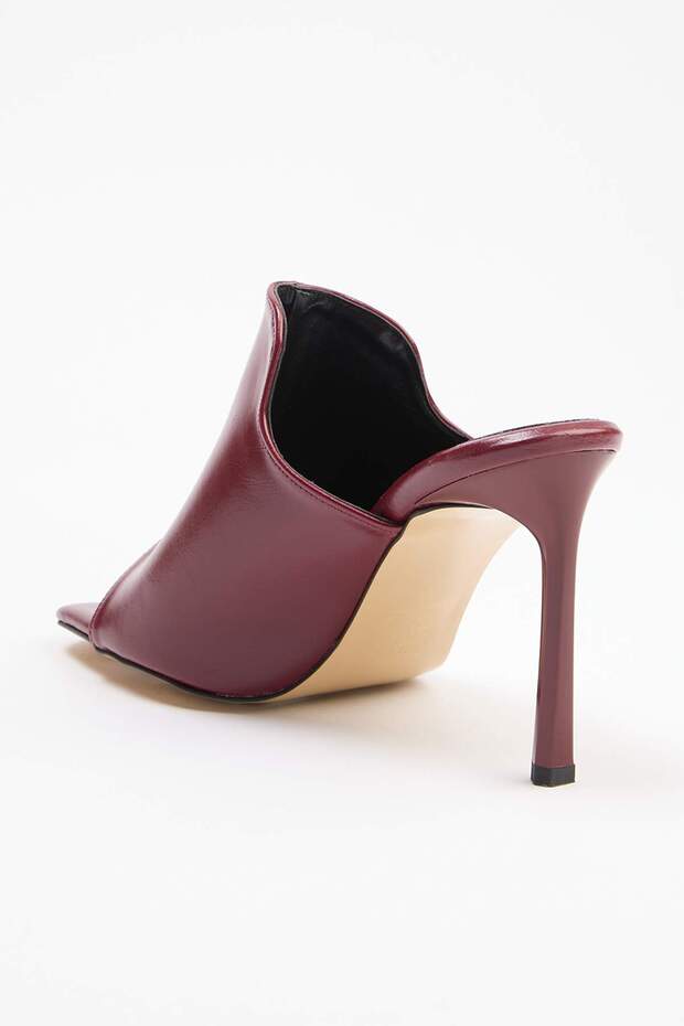 Bordo 9 cm Kadın Klasik Topuklu Ayakkabı TAKSS26TO00035 - 4