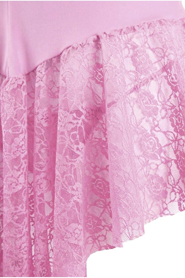 Pembe Dantelli Düğmeli Askılı Kapsız Külotlu Babydoll/Fantezi Gecelik TBBSS26DH00006 - 7
