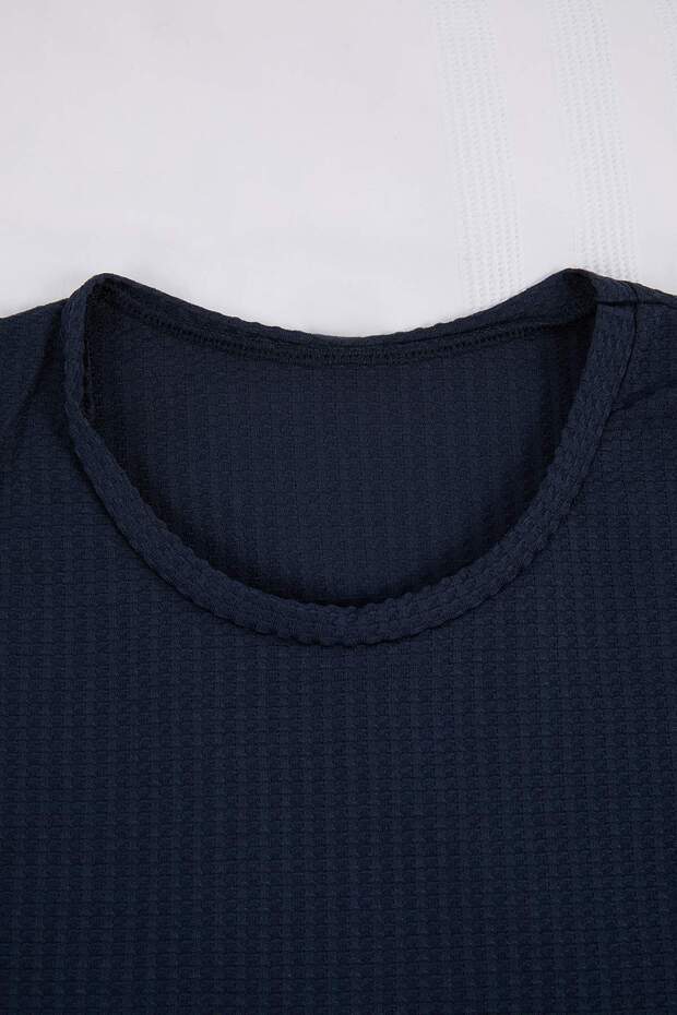 Lacivert Regular Fit Dokulu Esnek Örme Pijama Takımı TMNSS26PT00018 - 6