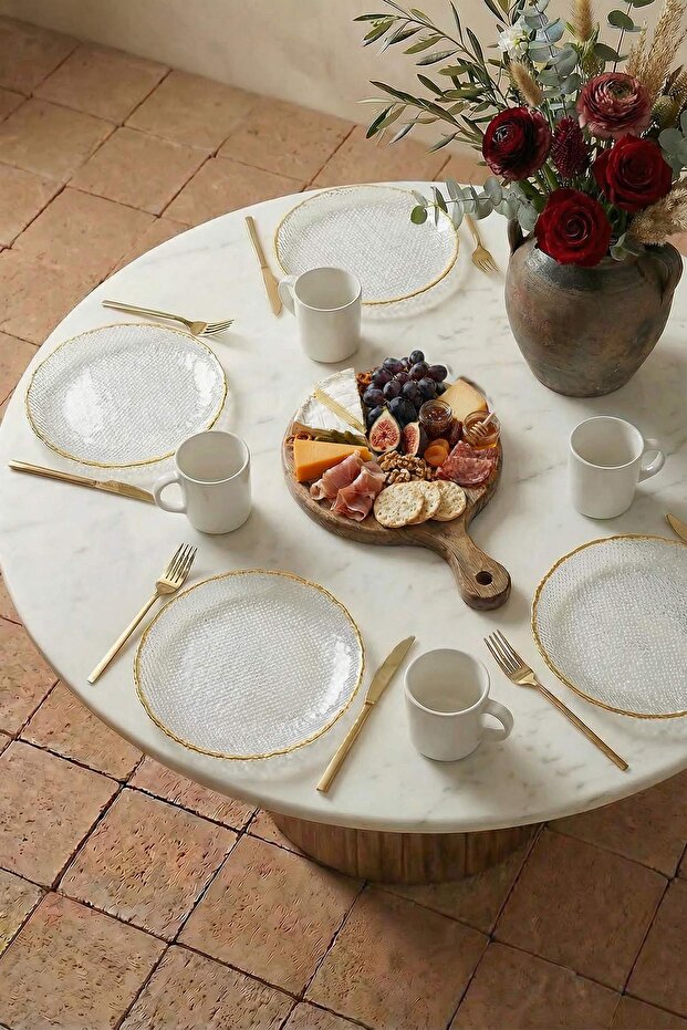 4'lü Cam Pasta Tabağı Seti 21 cm TPHSS26TBK00013