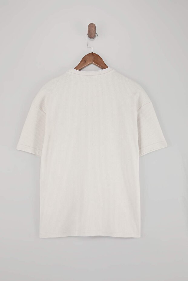 Taş Oversize/Geniş Kesim Dokulu T-Shirt TMNSS26TS00017 - 6
