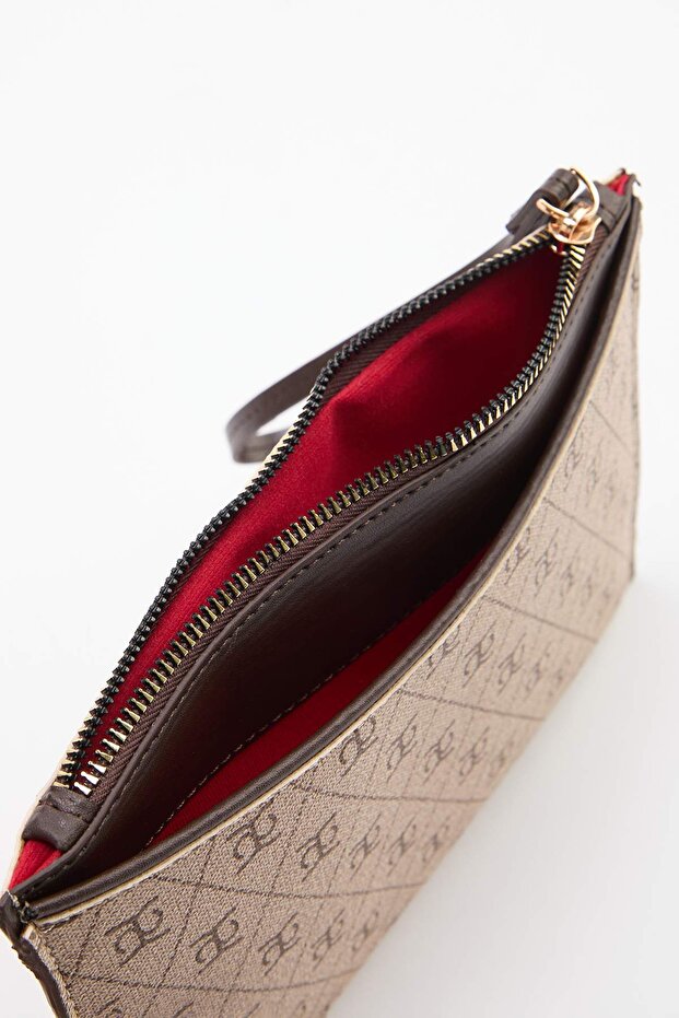 Bej Baskılı Kadın Mini Boy Clutch El Çantası TAKAW26PY00007 - 5