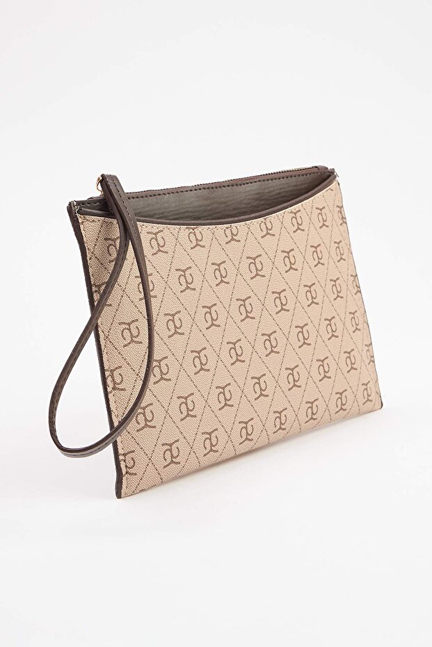 Bej Baskılı Kadın Mini Boy Clutch El Çantası TAKAW26PY00007 - 2