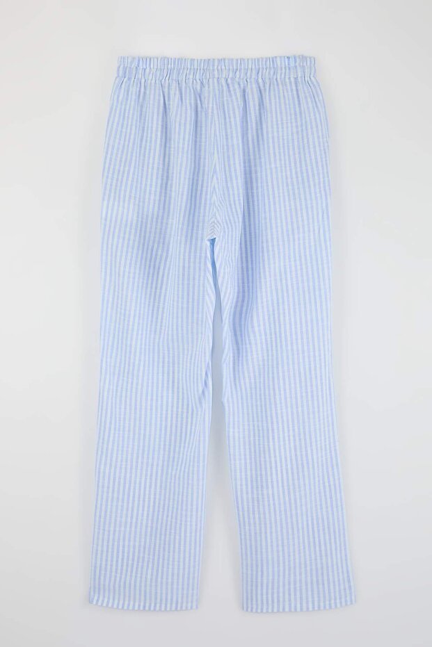 Mavi Çizgili Şort-Pantolon Paket Dokuma Büyük Beden Pijama Altı TBBSS26IA00009 - 14