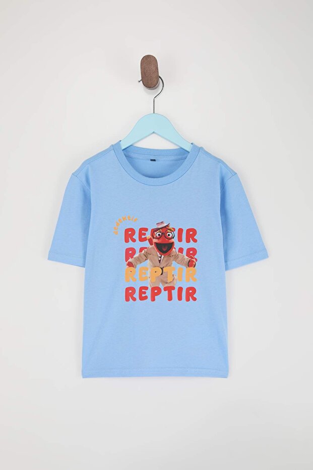 Mavi Dedektif Reptır Baskılı Erkek Çocuk Örme T-Shirt TKDSS26TS00059 - 2