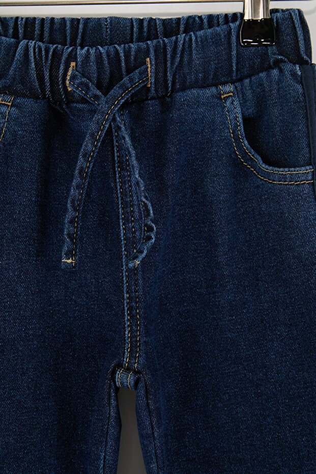 Mavi Lastikli Erkek Çocuk Kordonlu Denim Pantolon TKDSS26JE00003 - 6