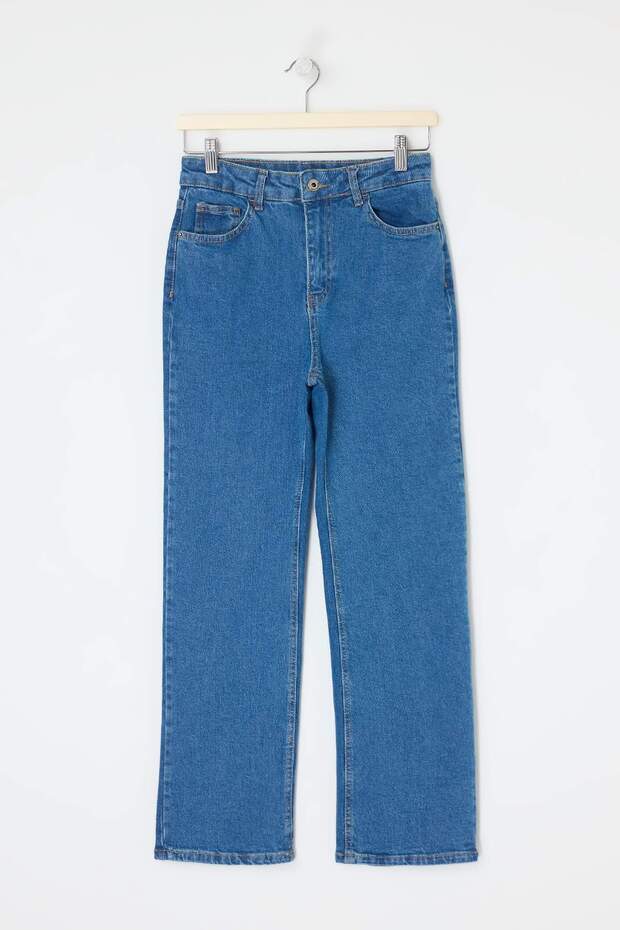 Mavi Yüksek Bel Orta Esnek Straight Düz Kesim Jeans TWOSS26JE00189 - 5