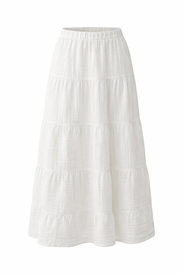 Beli Lastikli Katlı Midi Etek - 5