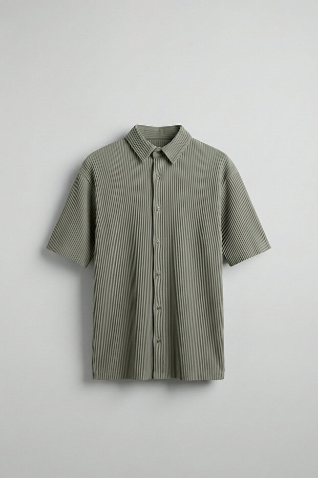 Men's oversize ribbed cuban collar shirt mint