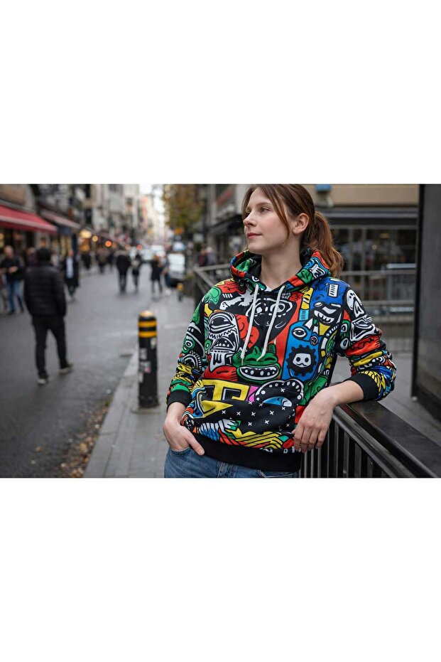 ART DESIGN CONNICHIWA SPECIAL LIMITED NUMBER DESIGN SWEATSHIRT UNISEX HUDI