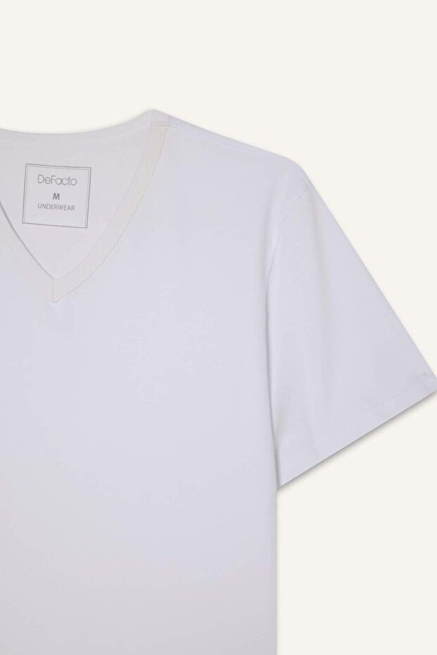 Slim Fit V-Neck Basic Short Sleeve Undershirt - 7