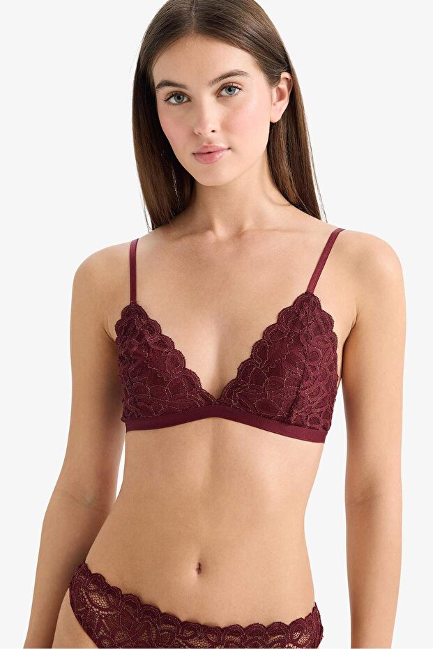 Lace Glitter Triangle Bra Without Cups and Pads F5037Ax25Wn