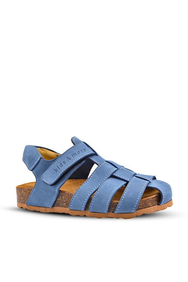 Leo Unisex Leather Kids Sandals Denim Color