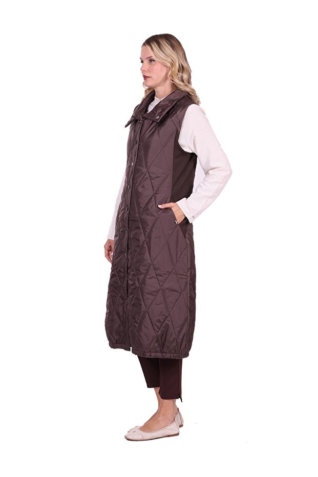 Pervane Kapitone Yelek KAHVE - 2