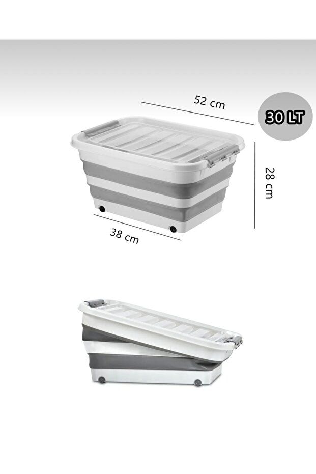 Storage Box with Wheels Folding Multi-Purpose Vehicle Home Camping 30 Lt